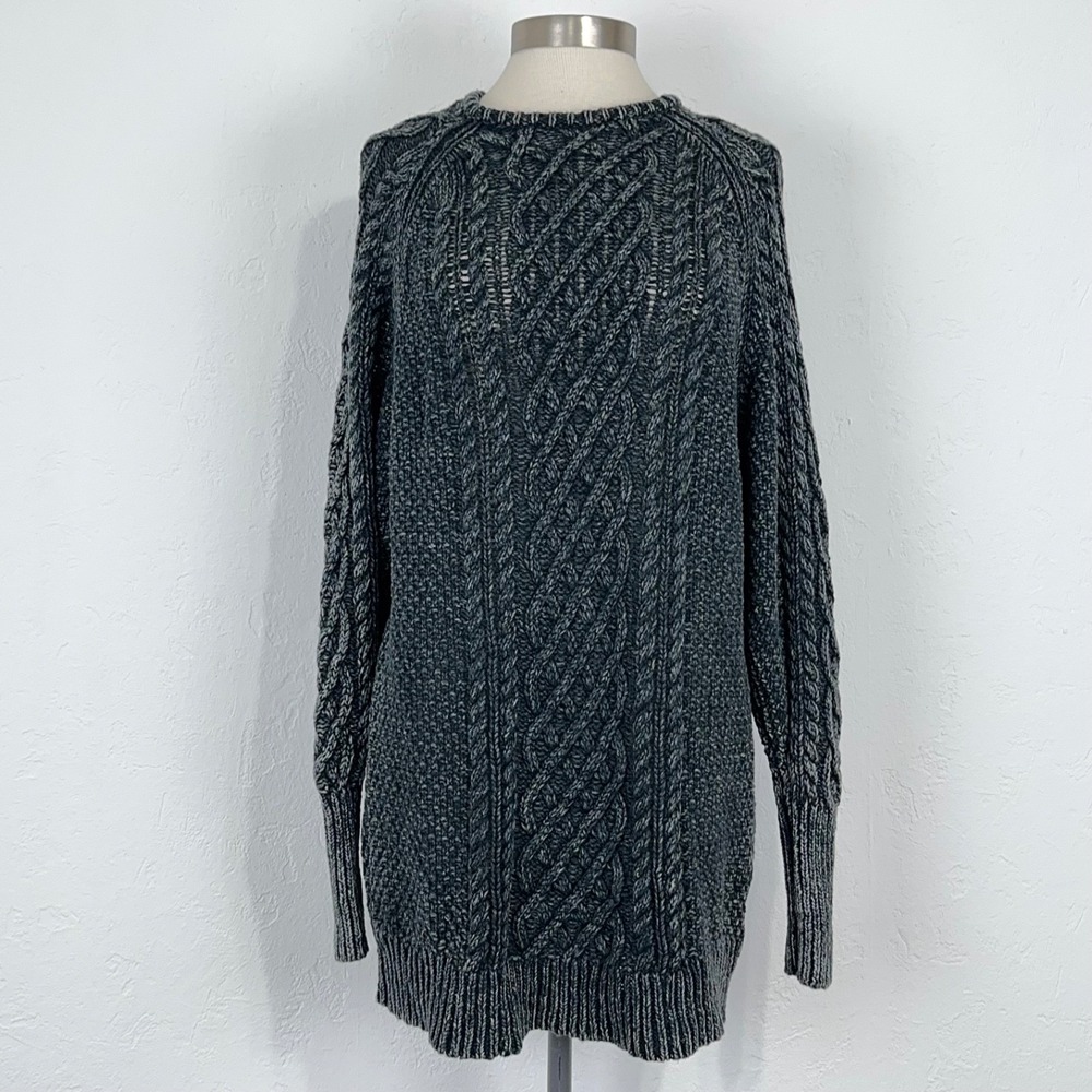 Free People Fisherman Preppy Sweater Dress Size Small Gray Oversized Cable Knit